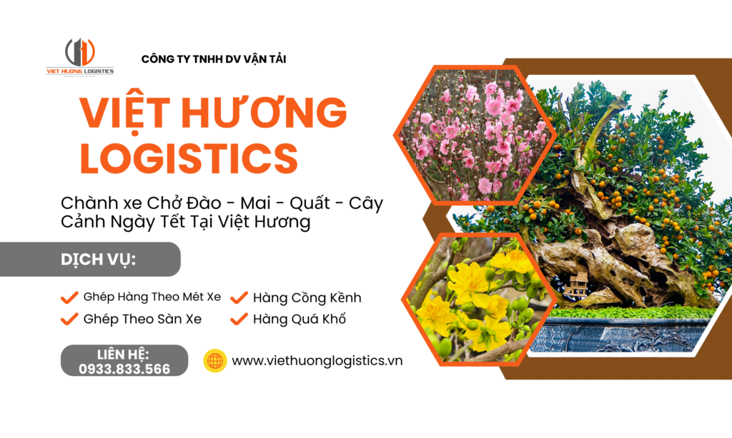 Hình thức Chở Đào - Mai - Quất - Cây Cảnh Tết 2026 tại Viet Hương bằng đường bộ