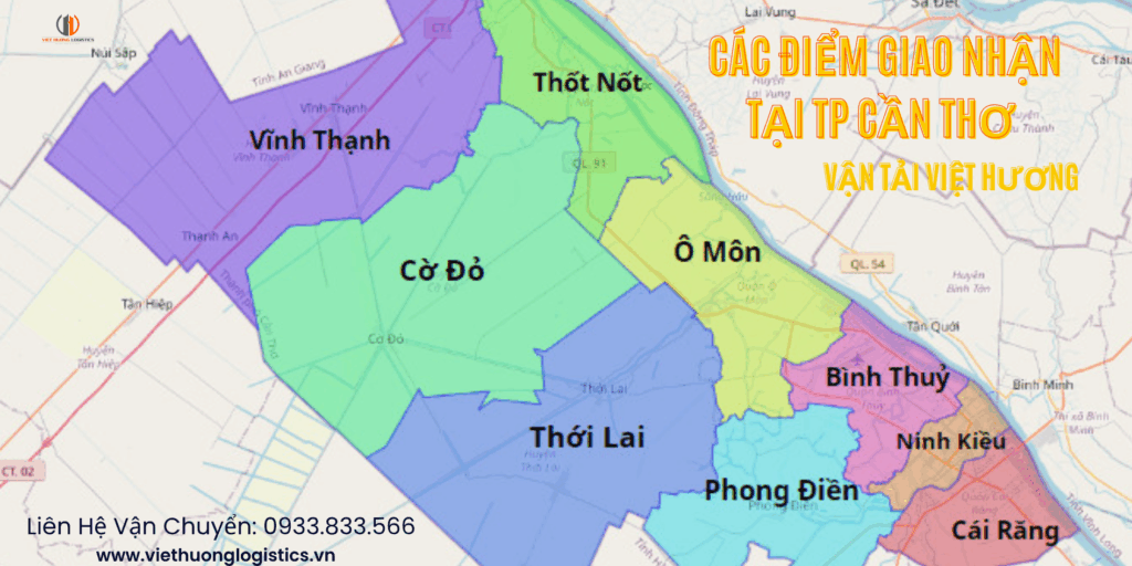 Tại Cần Thơ: Vận Tải Việt Hương có thể giao nhận tận nơi tất cả các quận, huyện và khu công nghiệp
