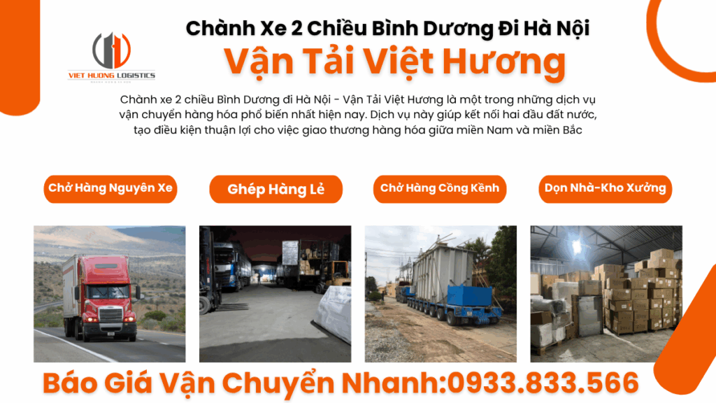 Chành xe 2 chiều Bình Dương đi Hà Nội - Vận Tải Việt Hương