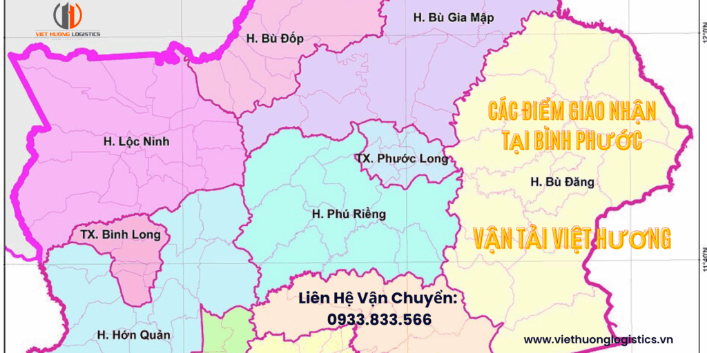 một số điểm nhận hàng chính tại Bình Phước của Chành Xe 2 Chiều Bình Phước Đi Hà Nội - Vận Tải Việt Hương