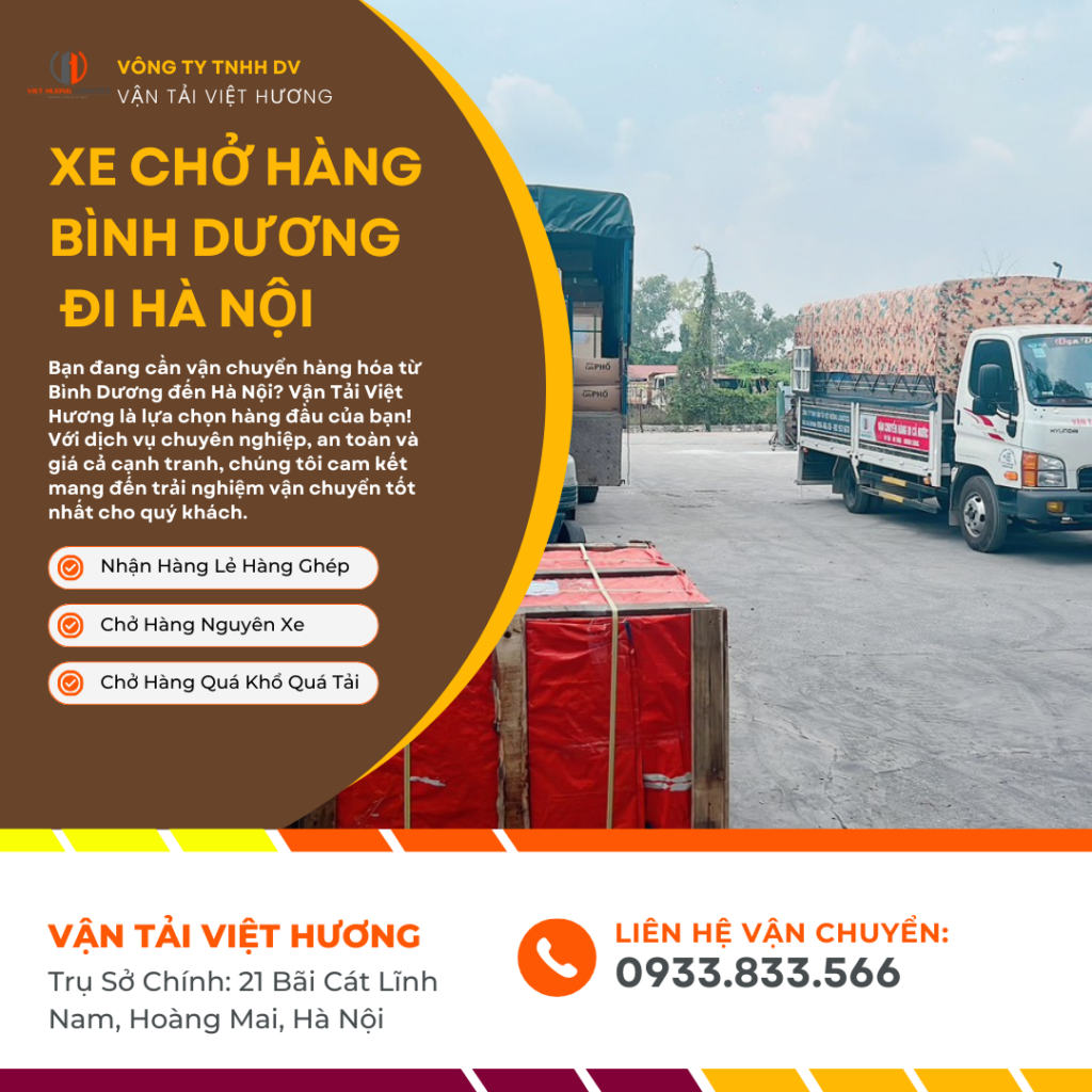 Xe chở Hàng Bình Dương đi Hà Nội 2-3 ngày