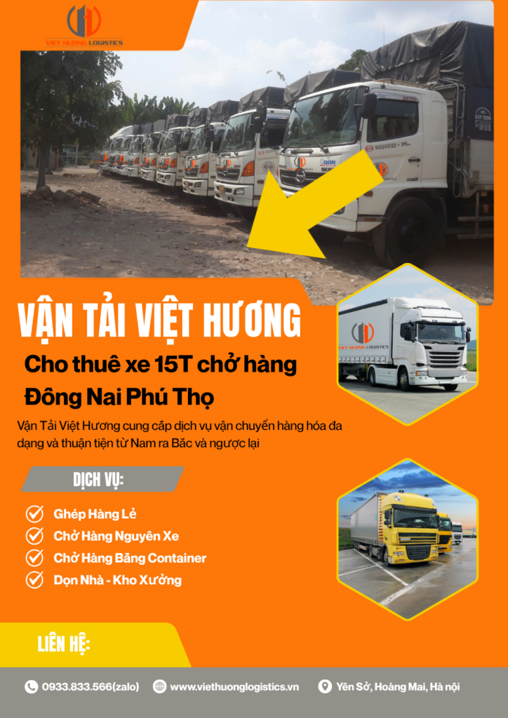 Cho thuê xe 15T chở hàng Đồng Nai Phú Thọ - 0933833566Zalo